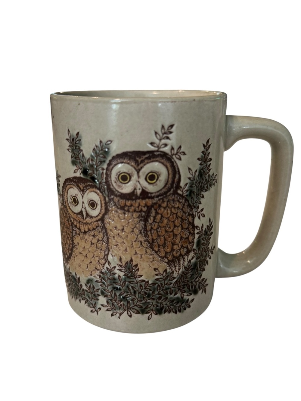 Vintage Otagiri Owl Mug Embossed Coffee Tea Double Sided